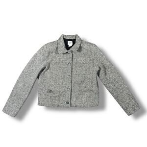 Vintage Gap Womens Blazer 12 Gray Black Tweed Wool Jacket Preppy Acadamia Office